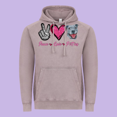 Peace Love Pitties Vintage Hoodie Designed By Jasminsmagicworld