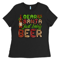 Black dear santa just bring a beer with a beer bottle Ladies Tee - AdoDesignShop