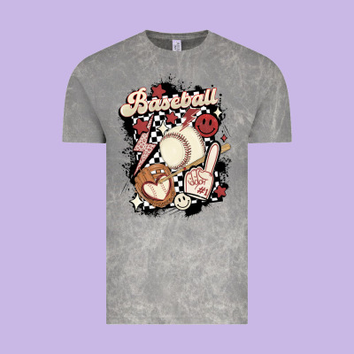 Checkered Retro Baseball Vintage Tee Designed By Maliassmallbusiness