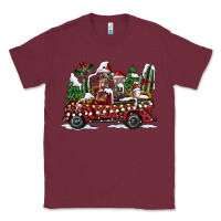 Burgundy festive farm animal christmas truck Classic Tee - CowhideDigitalArt