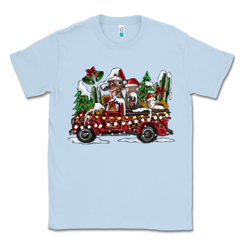 Festive Farm Animal Christmas Truck Classic Tee by CowhideDigitalArt | Teevron