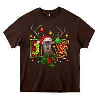 Chocolate Brown joy with reindeer ado Heavy Core Tee - AdoDesignShop