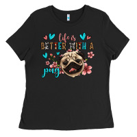 Black life is better with a pug Ladies Tee - Jasminsmagicworld