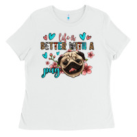 White life is better with a pug Ladies Tee - Jasminsmagicworld