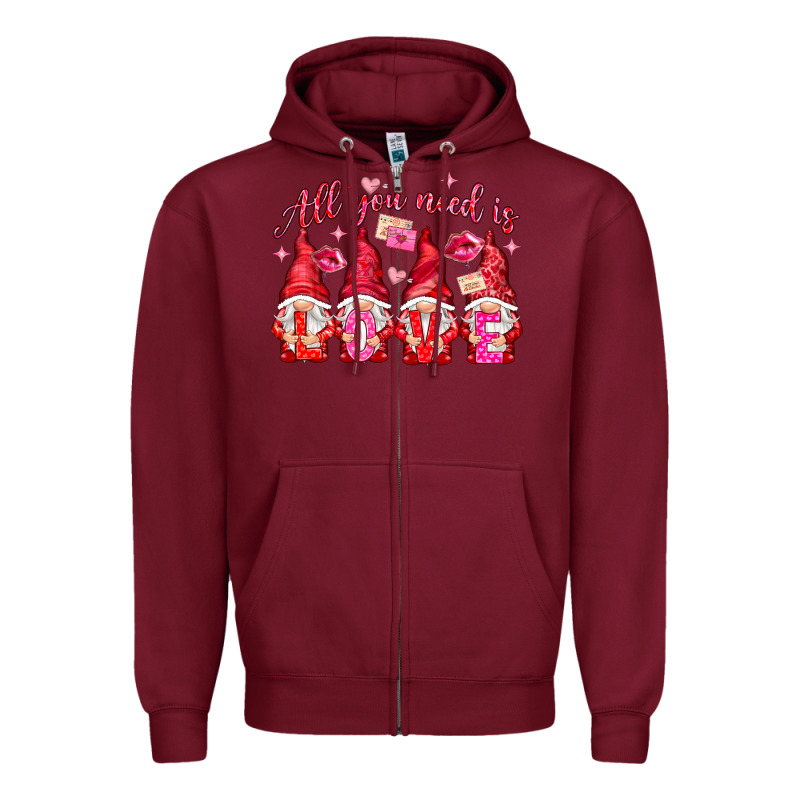 All You Need Is Love Gnomies Valentine's Day Zipper Hoodie by HowdyJamesFarm | Teevron