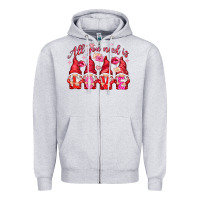 Heather Grey All you need is love gnomies Valentine's Day Zipper Hoodie - HowdyJamesFarm