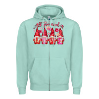 Seafoam All you need is love gnomies Valentine's Day Zipper Hoodie - HowdyJamesFarm