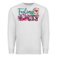 Oatmeal Heather feeling lucky Premium Sweatshirt - OliviaCreatesArt