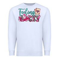 White feeling lucky Premium Sweatshirt - OliviaCreatesArt