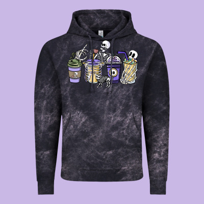 Skeleton Coffee Cups Vintage Hoodie Designed By Nancycooperartshop