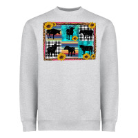 Heather Grey cow sunflower leopard Heavyweight Sweatshirt - Artiststas