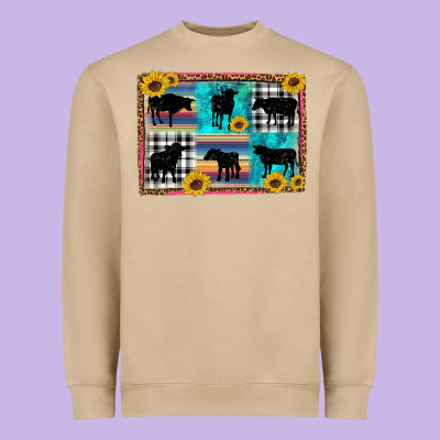 Cow Sunflower Leopard Heavyweight Sweatshirt Designed By Artiststas
