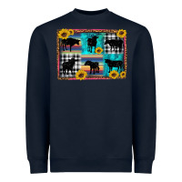Navy cow sunflower leopard Heavyweight Sweatshirt - Artiststas