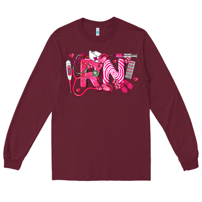 Rn Breast Cancer Registered Nurse Long Sleeve Tee by LillyAllenDesigns | Teevron