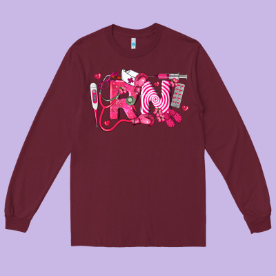 Rn Breast Cancer Registered Nurse Long Sleeve Tee Designed By Lillyallendesigns