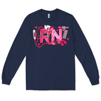 Navy rn breast cancer registered nurse Long Sleeve Tee - LillyAllenDesigns