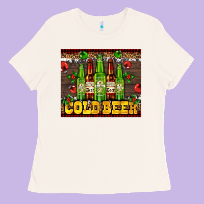 Cold Beer With Beer Bottles Ladies Tee Designed By Adodesignshop