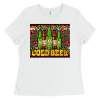 White cold beer with beer bottles Ladies Tee - AdoDesignShop