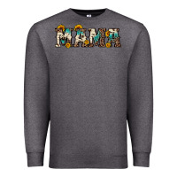 Charcoal Heather mama sunflower leopard Premium Sweatshirt - OliviaCreatesArt