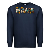 Navy mama sunflower leopard Premium Sweatshirt - OliviaCreatesArt
