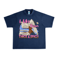 Navy i like them thick and spicy Urban Heavy Tee - MaliasSmallBusiness