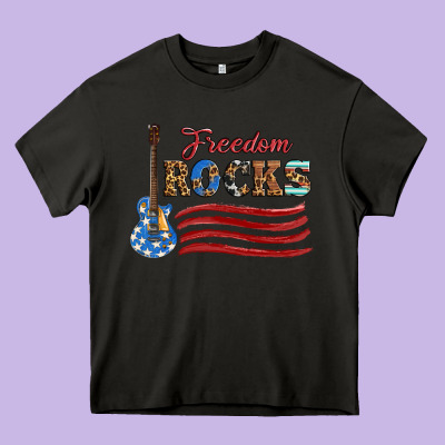 Freedom Rocks With Guitar Heavy Core Tee Designed By Artiststas