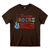 Chocolate Brown freedom rocks with guitar Heavy Core Tee - Artiststas