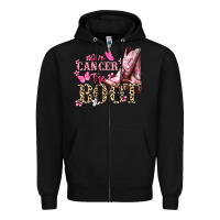 Black Give Cancer the boot Cancer Awareness Zipper Hoodie - HowdyJamesFarm