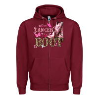 Burgundy Give Cancer the boot Cancer Awareness Zipper Hoodie - HowdyJamesFarm