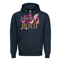 Navy Give Cancer the boot Cancer Awareness Zipper Hoodie - HowdyJamesFarm