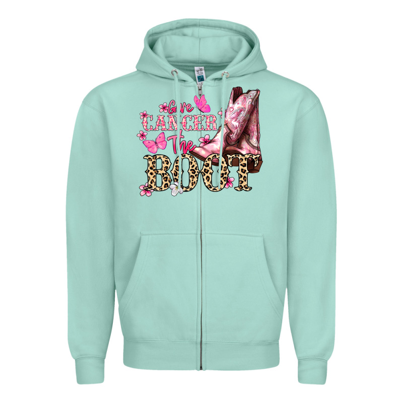 Give Cancer The Boot Cancer Awareness Zipper Hoodie by HowdyJamesFarm | Teevron