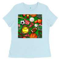 Baby Blue physical education class seamless pattern Ladies Tee - BundleAndBundleShop