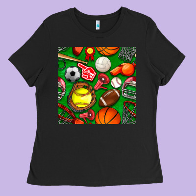 Physical Education Class Seamless Pattern Ladies Tee Designed By Bundleandbundleshop