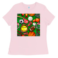 Bubblegum Pink physical education class seamless pattern Ladies Tee - BundleAndBundleShop