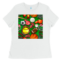 White physical education class seamless pattern Ladies Tee - BundleAndBundleShop
