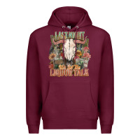 Burgundy Last night we let the liquor talk Premium Hoodie - HowdyJamesFarm