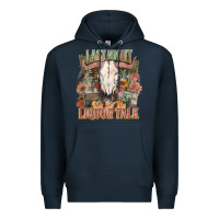 Navy Last night we let the liquor talk Premium Hoodie - HowdyJamesFarm