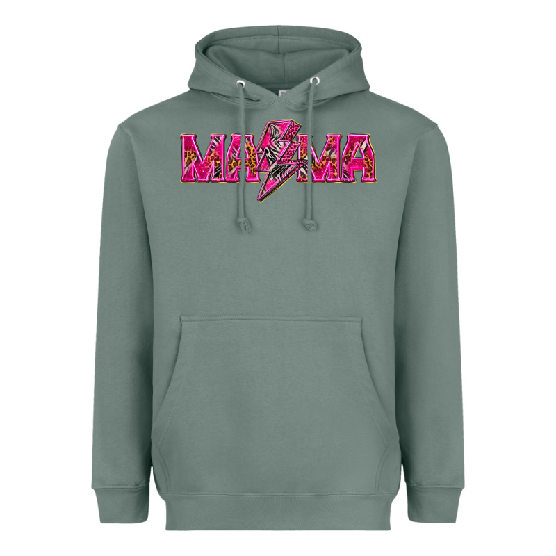 Mama Neon Lightning Bolt Mother's Day Heavyweight Hoodie by HowdyJamesFarm | Teevron