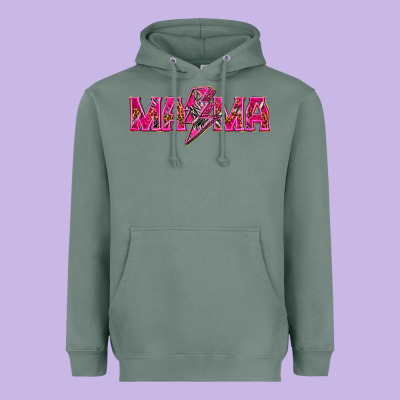 Mama Neon Lightning Bolt Mother's Day Heavyweight Hoodie Designed By Howdyjamesfarm