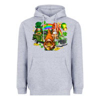 Heather Grey St. Patrick's Day gnomies with truck Heavyweight Hoodie - HowdyJamesFarm