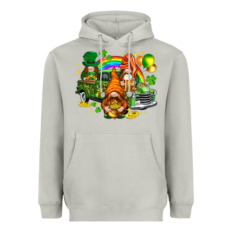 St. Patrick's Day Gnomies With Truck Heavyweight Hoodie by HowdyJamesFarm | Teevron