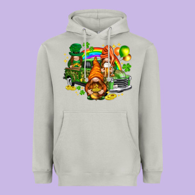 St. Patrick's Day Gnomies With Truck Heavyweight Hoodie Designed By Howdyjamesfarm