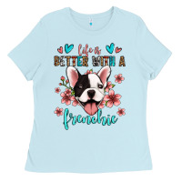 Baby Blue life is better with a frenchie Ladies Tee - Jasminsmagicworld