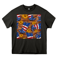 Asphalt america western boots and sunflower seamless pattern Heavy Core Tee - BundleAndBundleShop