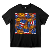 Black america western boots and sunflower seamless pattern Heavy Core Tee - BundleAndBundleShop