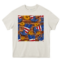 Cream america western boots and sunflower seamless pattern Heavy Core Tee - BundleAndBundleShop