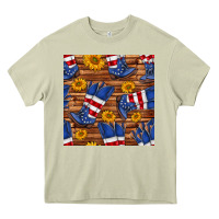 America Western Boots And Sunflower Seamless Pattern Heavy Core Tee | Teevron