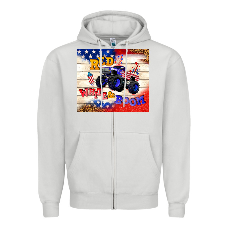 Red White & Boom Zipper Hoodie by TumblerDesignByShophia | Teevron