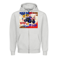 Dove Grey red white & boom Zipper Hoodie - TumblerDesignByShophia
