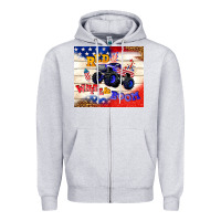 Heather Grey red white & boom Zipper Hoodie - TumblerDesignByShophia